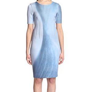 Ellie Tahari Gwenyth blue gray scuba reversible dress
